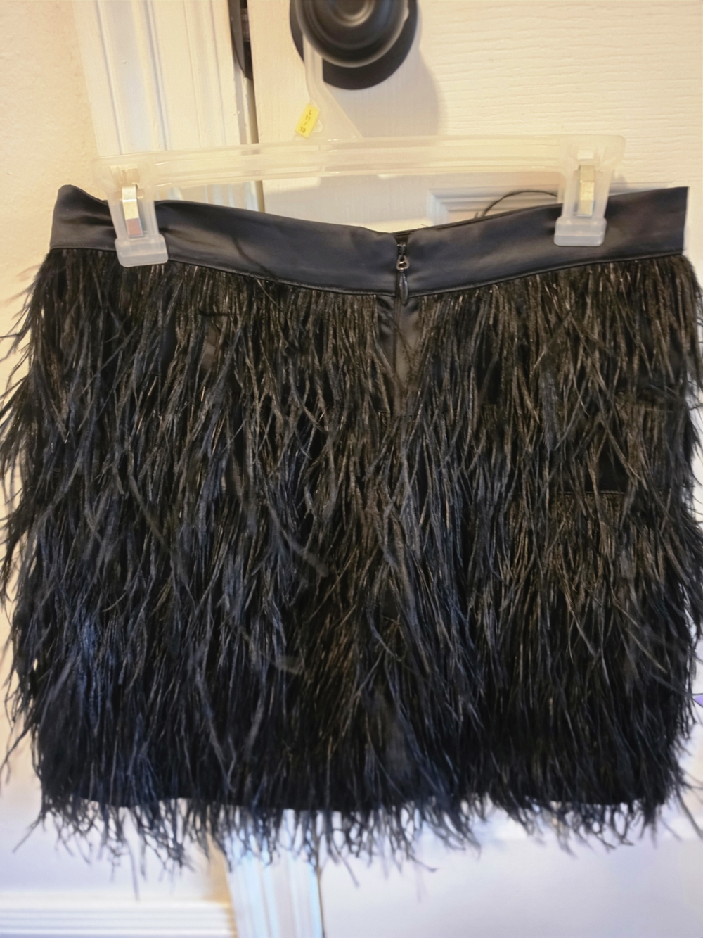Bebe Black Feather-Trim Mini Skirt - Picture 2 of 8